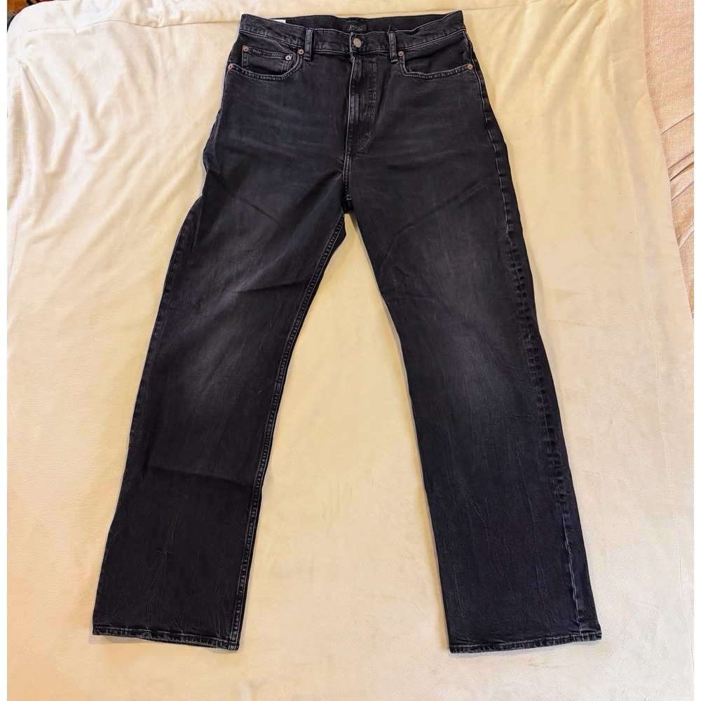 Polo Ralph Lauren Womens High Rise Straight Fit Jeans 32R Black Stretch Denim